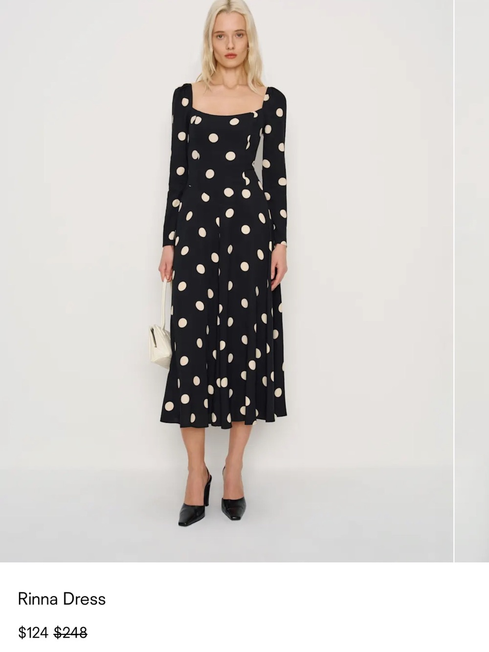 Reformation Rinna Dress Black Polka Dots- Size 8